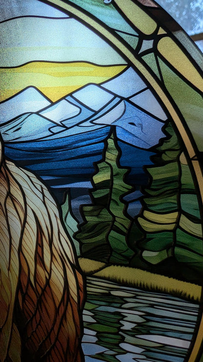 Grizzly Bear Stained Glass Suncatcher