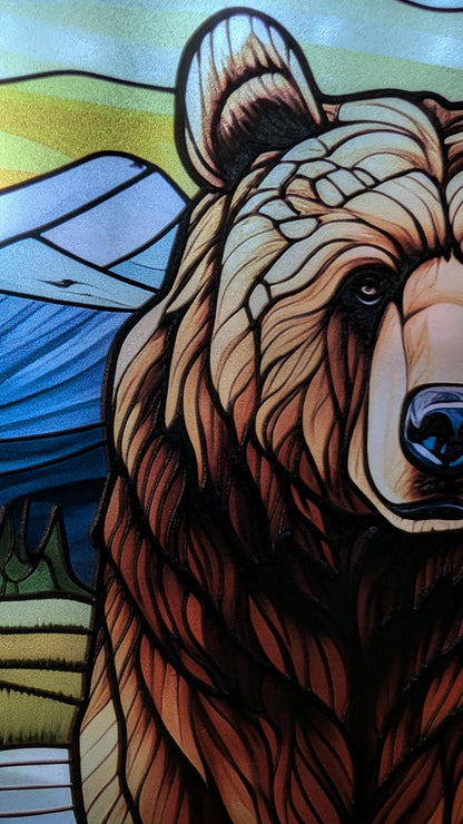 Grizzly Bear Stained Glass Suncatcher