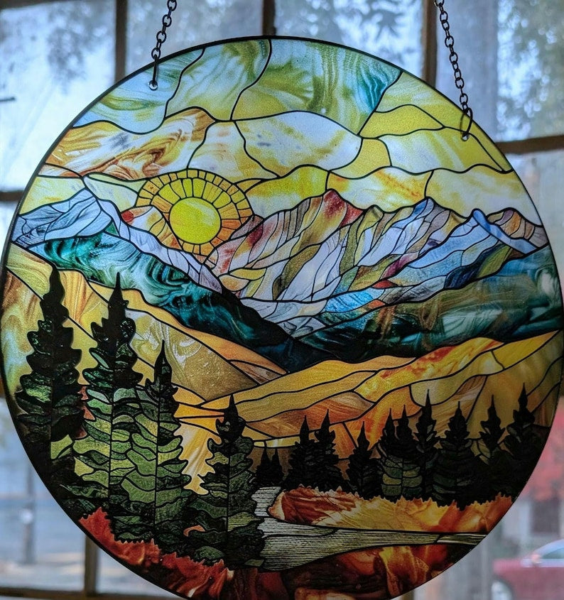 Mountain Range Stained Glass Suncatcher
