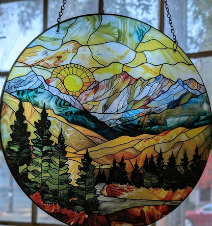 Mountain Range Stained Glass Suncatcher
