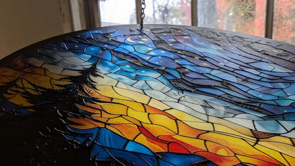 Starry Camp Fire Stained Glass Suncatcher