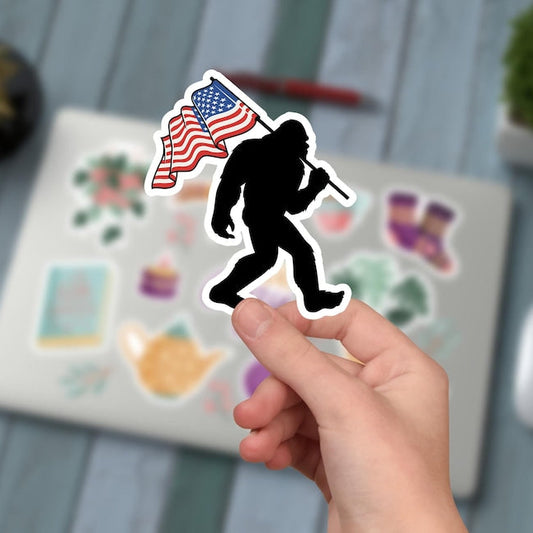 Bigfoot American Flag Sticker