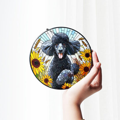 Black Poodle Stained Glass Suncatcher