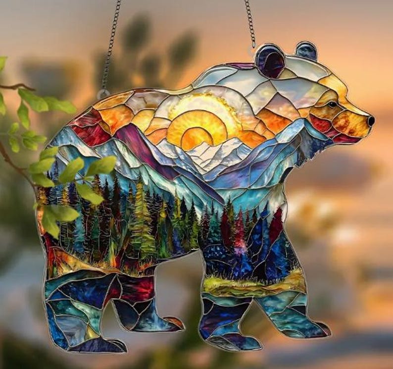Forest Bear Acrylic Window Hanging