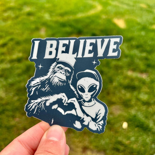 Alien and Bigfoot Sticker