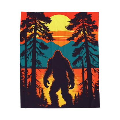 Bigfoot Sunset Velveteen Plush Blanket