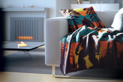 Bigfoot Sunset Velveteen Plush Blanket
