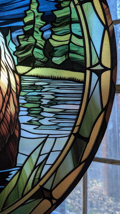 Grizzly Bear Stained Glass Suncatcher