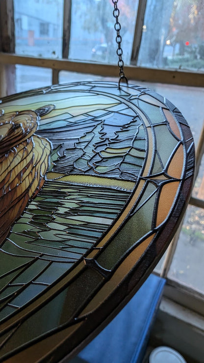 Grizzly Bear Stained Glass Suncatcher