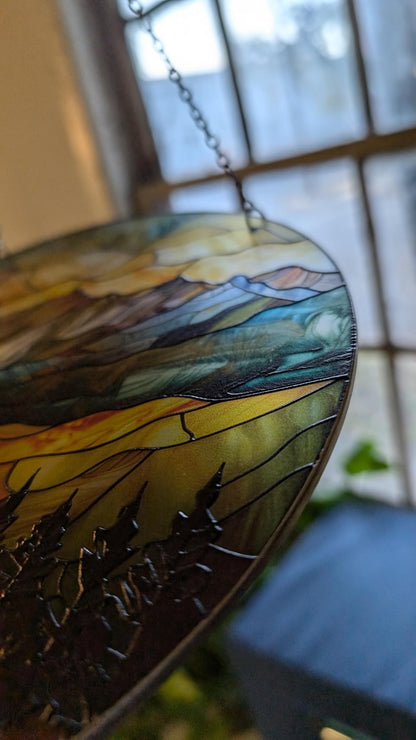 Mountain Range Stained Glass Suncatcher