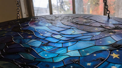 Starry Camp Fire Stained Glass Suncatcher