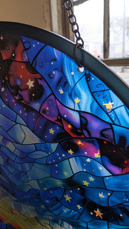 Starry Camp Fire Stained Glass Suncatcher