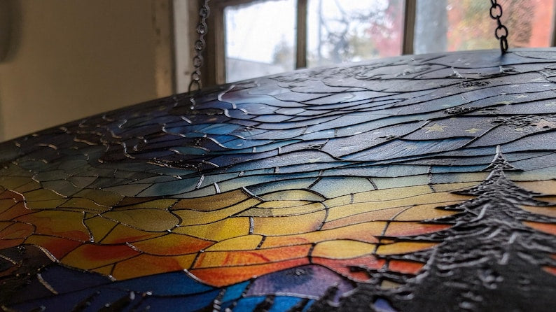 Starry Camp Fire Stained Glass Suncatcher
