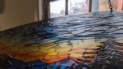 Starry Camp Fire Stained Glass Suncatcher