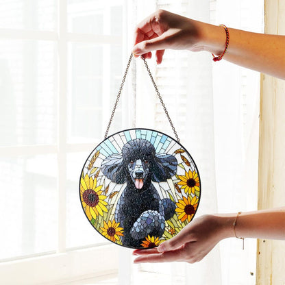 Black Poodle Stained Glass Suncatcher