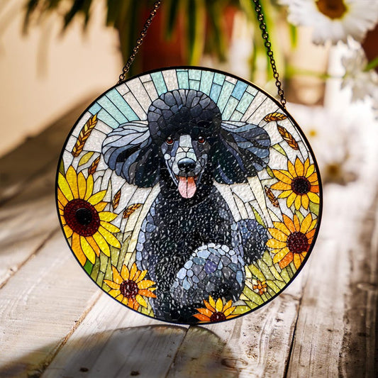 Black Poodle Stained Glass Suncatcher