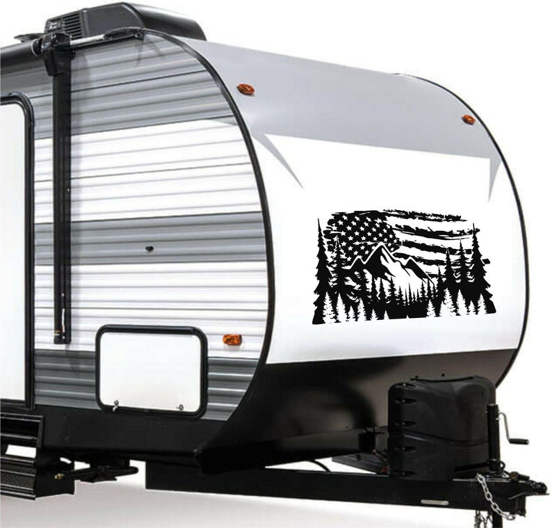 Camper RV Decal American Flag