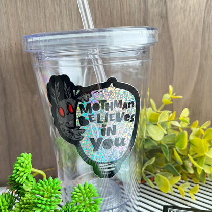 Glitter Mothman Believes In You Vinyl Sticker