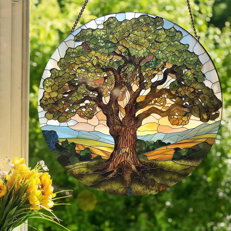 Mighty Oak Stained Glass Suncatcher