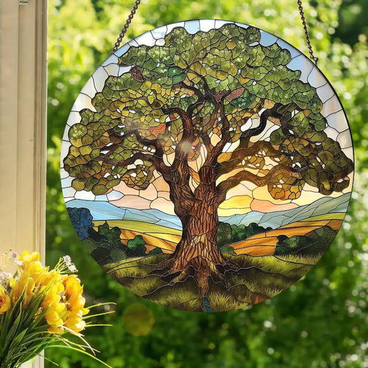 Mighty Oak Stained Glass Suncatcher