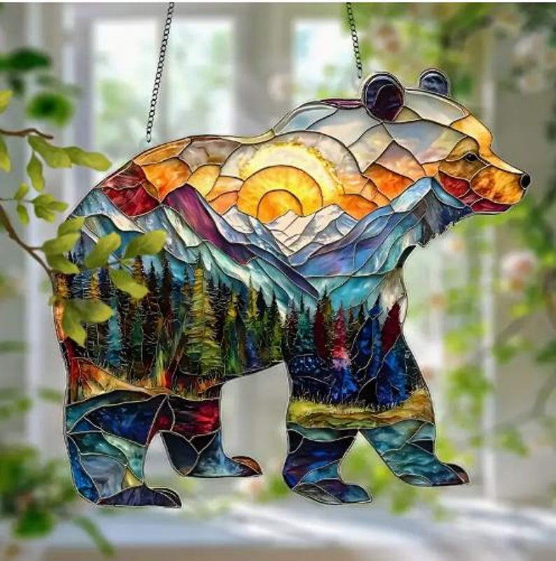 Forest Bear Acrylic Window Hanging