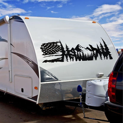 Camper RV Decal American Flag