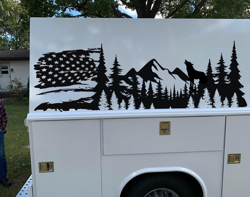 Camper RV Decal American Flag
