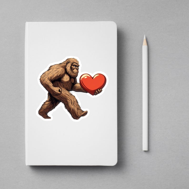 Bigfoot Valentines Kiss-Cut Sticker