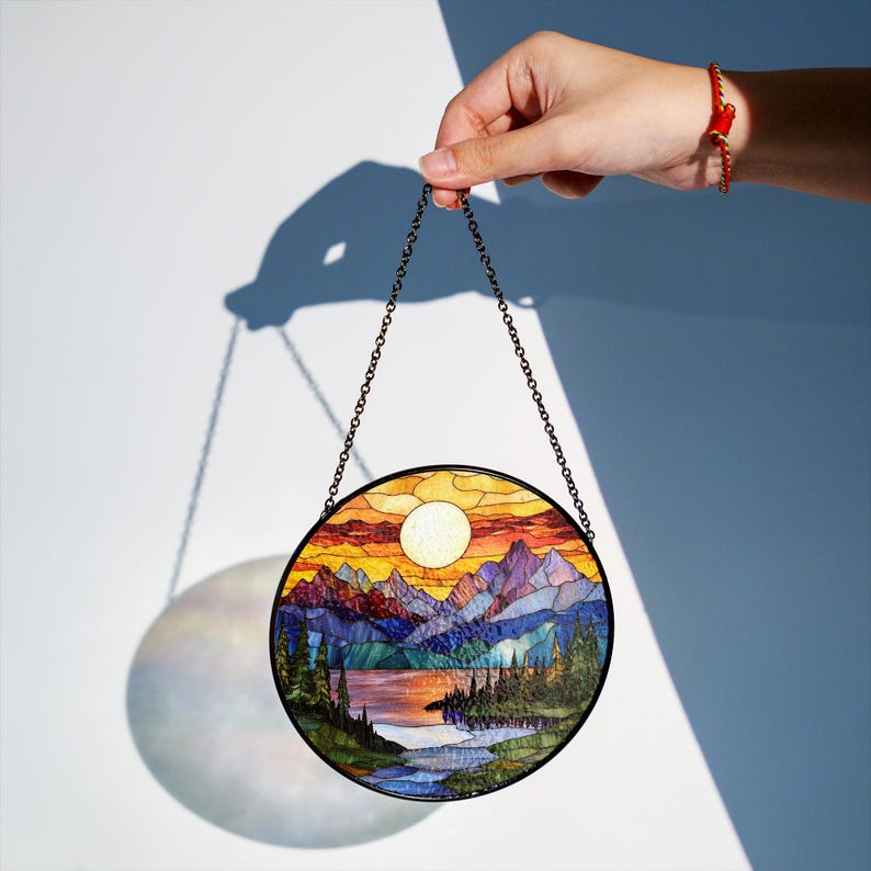Mountain Range Stained Glass Suncatcher