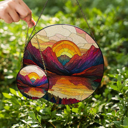 Mountain Range Stained Glass Suncatcher
