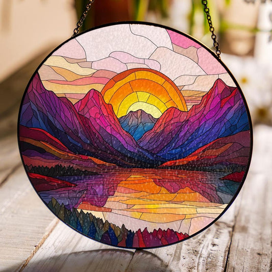 Mountain Range Stained Glass Suncatcher