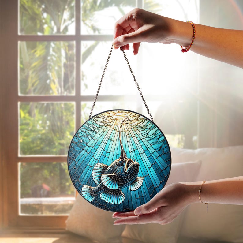 Angler Fish Stained Glass Suncatcher