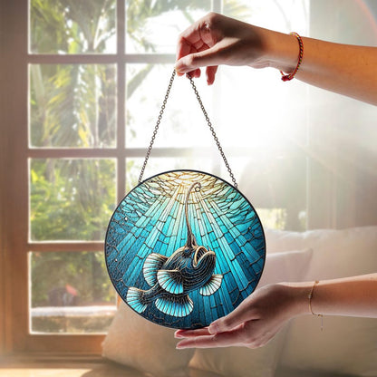 Angler Fish Stained Glass Suncatcher