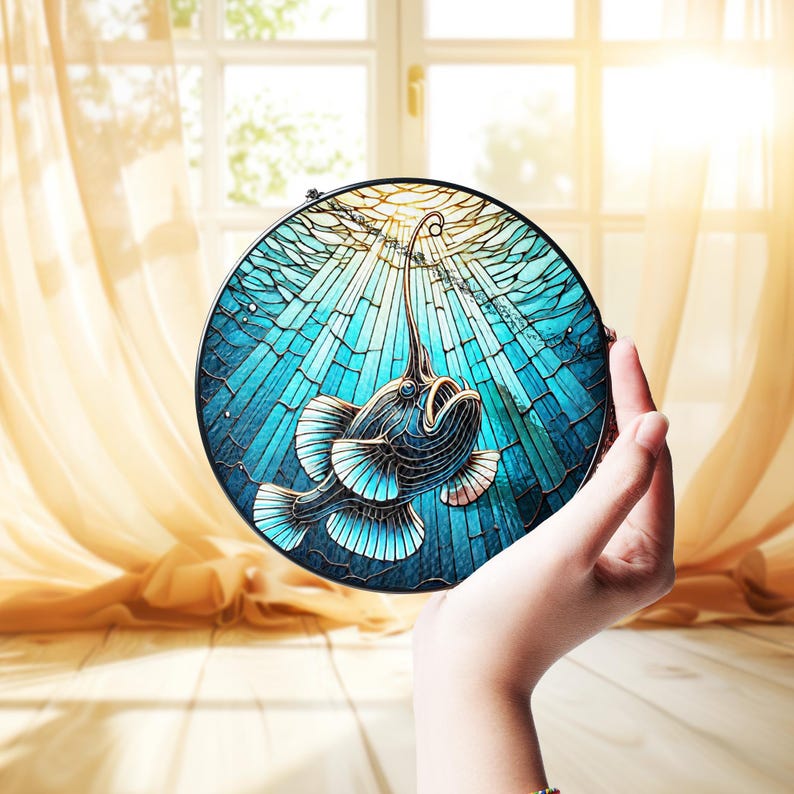 Angler Fish Stained Glass Suncatcher