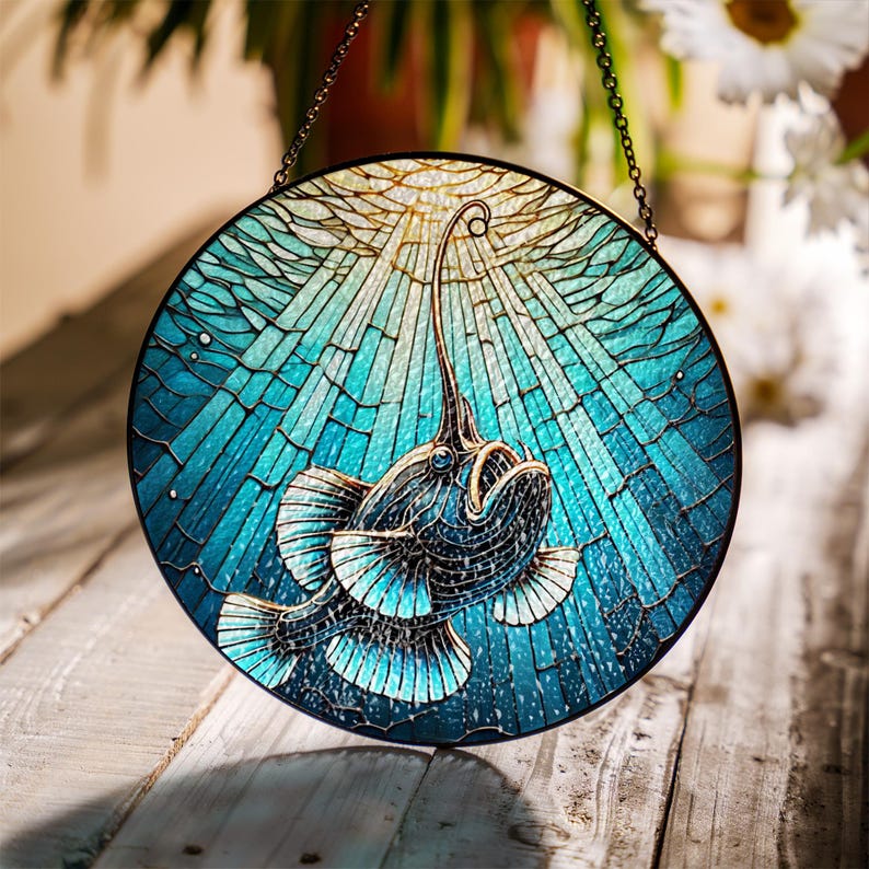 Angler Fish Stained Glass Suncatcher