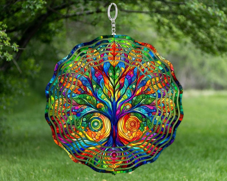 Whimsical Tree of Life Hanging Wind Spinner