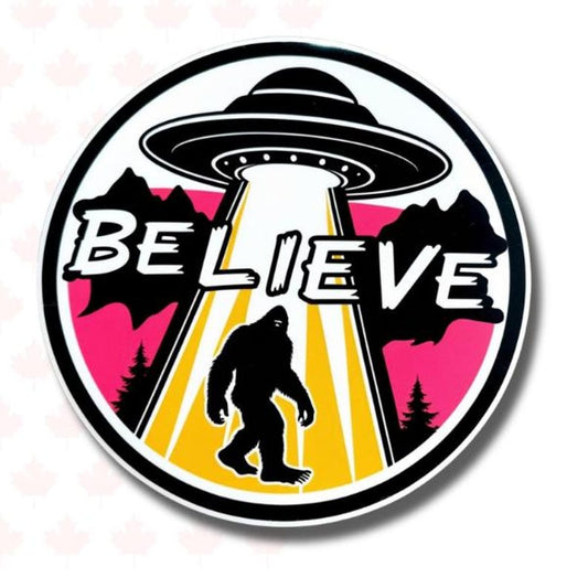 Believe UFO Bigfoot Sticker
