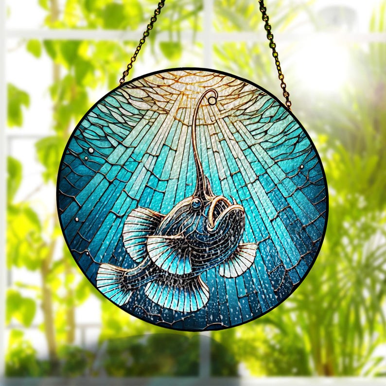 Angler Fish Stained Glass Suncatcher