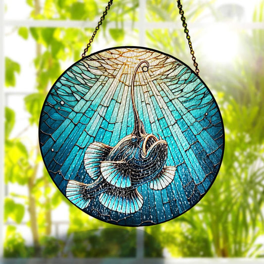 Angler Fish Stained Glass Suncatcher