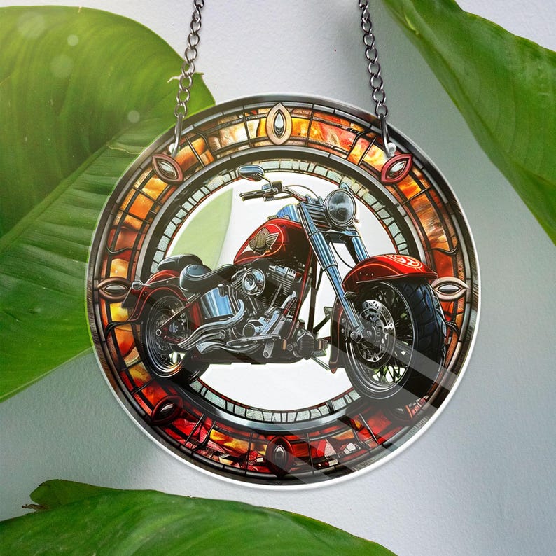 Motorcycle Stain Glass Suncatcher