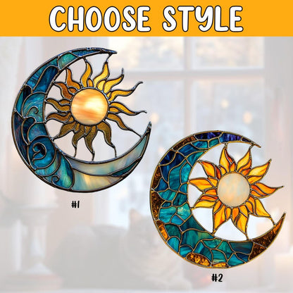 Sun and Moon Stained Glass Suncatcher