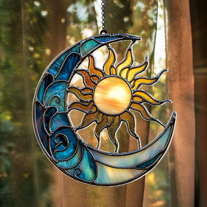 Sun and Moon Stained Glass Suncatcher