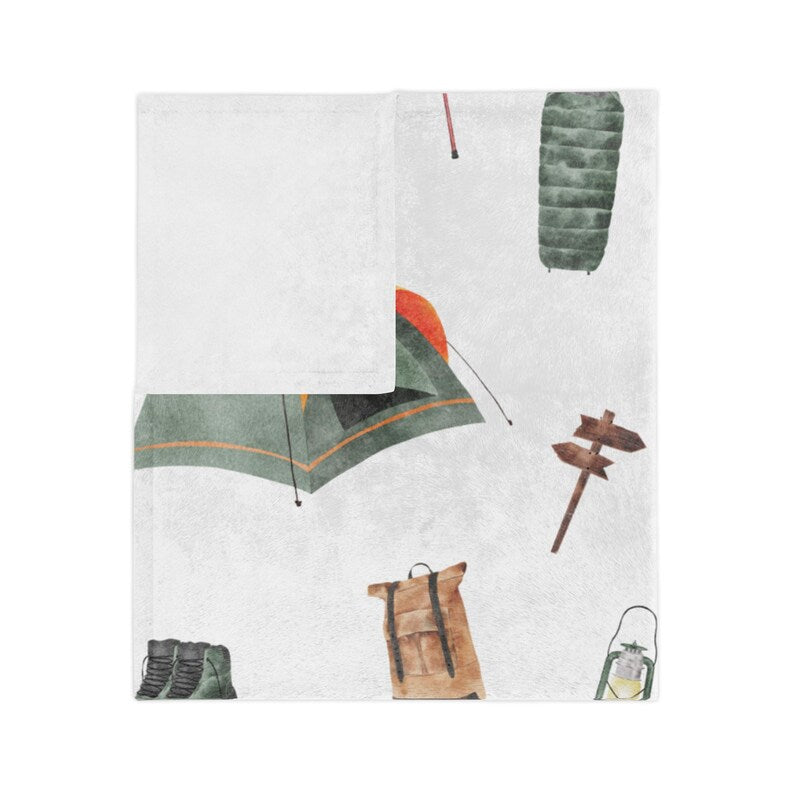 Camping Adventure Velveteen Blanket