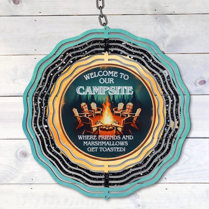 Welcome To Our Campsite Wind Spinner