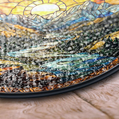 Hiking Stained Glass Suncatcher