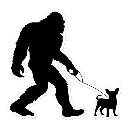 Bigfoot Walking Chihuahua Sticker