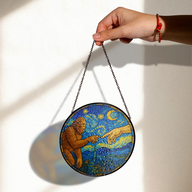 Starry Night Parody Stained Glass Suncatcher