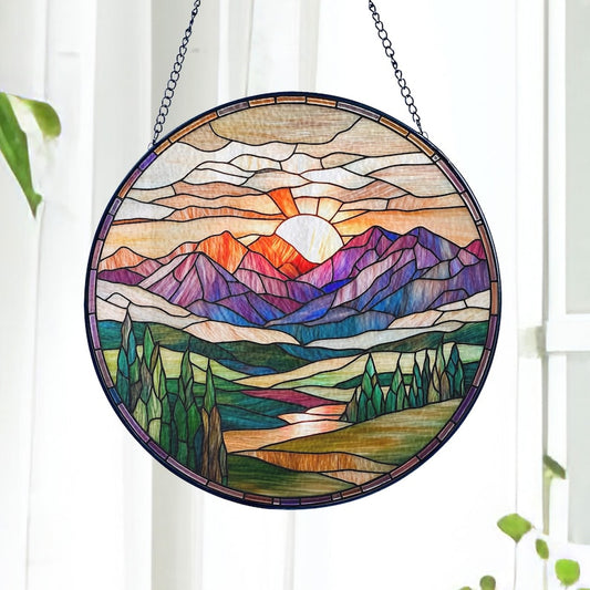 Mountain Range Stained Glass Suncatcher