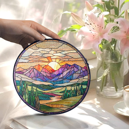 Mountain Range Stained Glass Suncatcher