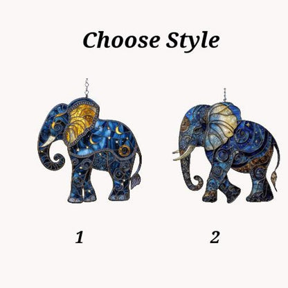 Elephant Stain Glass Suncatcher